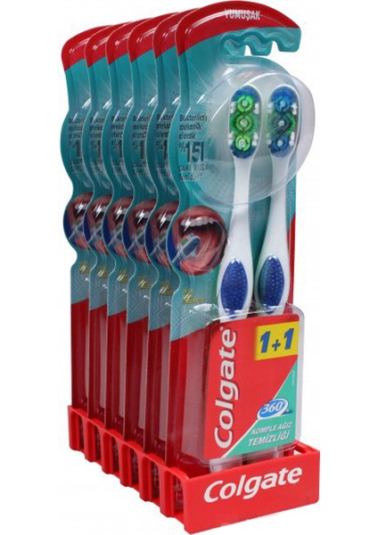 Diş Fırçası 360(1+1) Komple Ağız Temizliği Yumuşak - 6'lı Paket