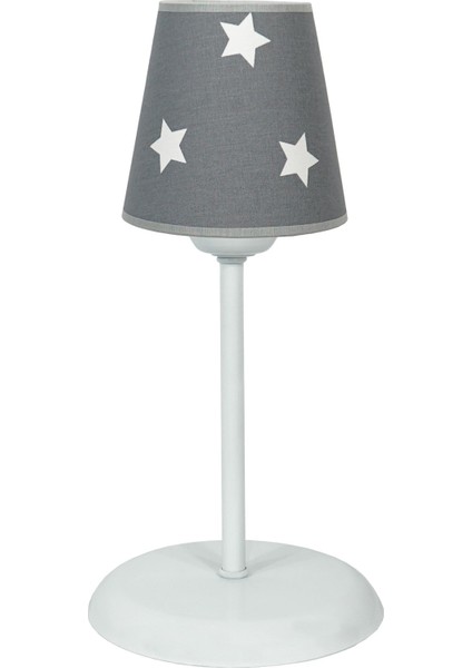 Masa Lambası Kumaş K.abajur-Gri Beyaz Yıldız
