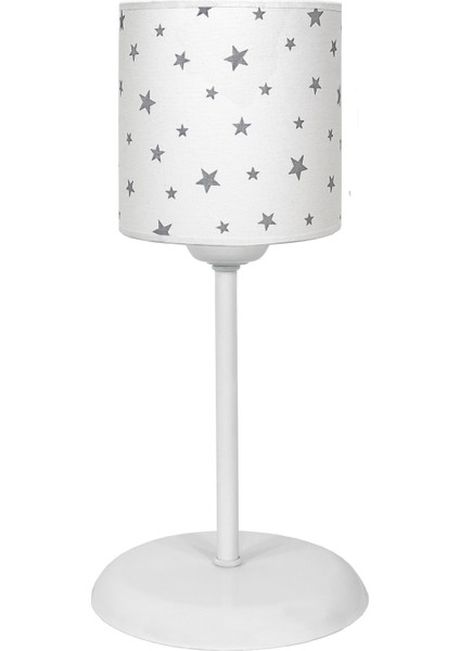 Masa Lambası Kumaş K.abajur-Beyaz Gri Yıldız