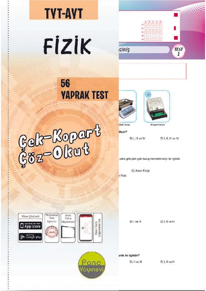 Pano Tyt-Ayt Fizik Yaprak Testleri (56 Adet) Çek Kopart