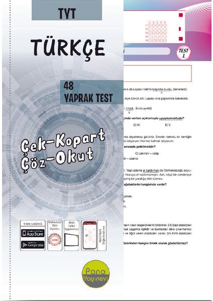 Pano Tyt Türkçe Yaprak Testleri (48 Adet) Çek Kopart