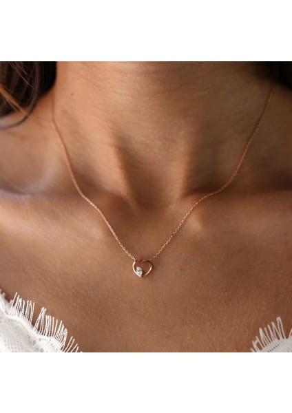 Markiz Pırlanta Kalp Kolye