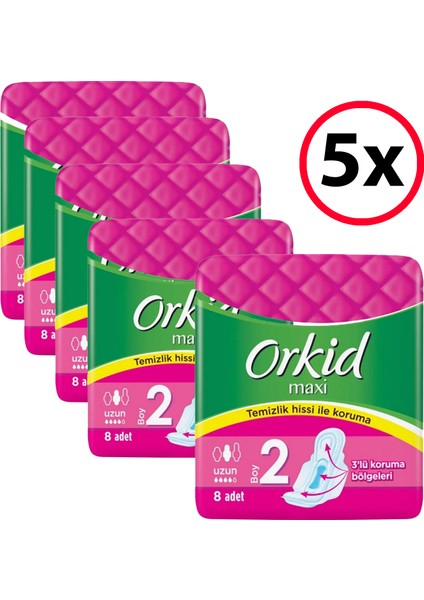 Maxi Uzun Ped 8'li (5 Adet)