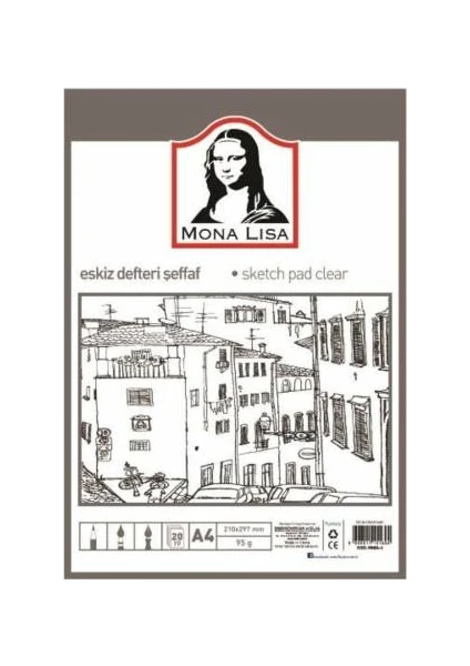 Mona Lisa Eskiz Defteri Şeffaf 95 Gr. 20 Yaprak