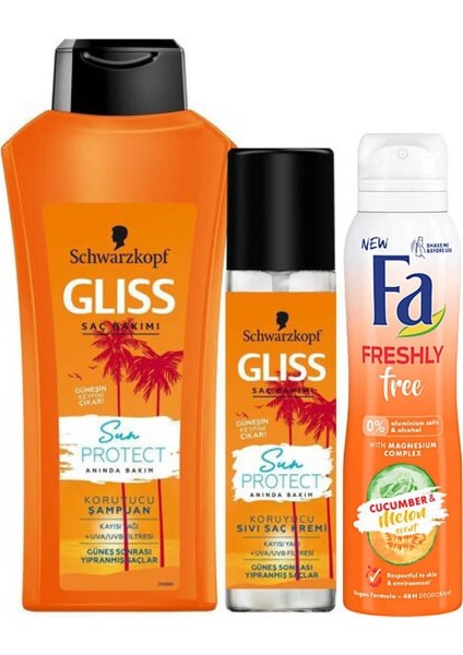 Glıss Sampuan Sun Protect 500 ml -Glıss Sıvı Sac Kremı 200 ml  Fa Deodorant