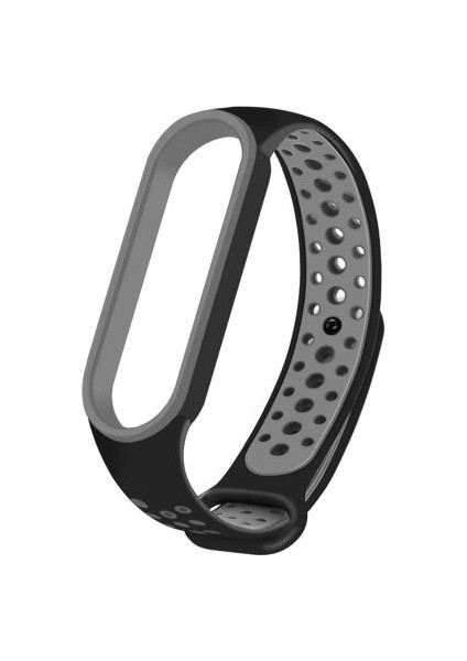 Xiaomi Mi Band 6 / Mi Band 5 Akıllı Bileklik Silikon Kayış Spor Kordon Delikli Siyah Gri