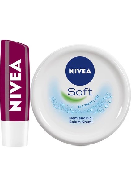 Lıp Lıp Fruıty Shine Blackberry 4,8g + Nivea Soft 300 ml