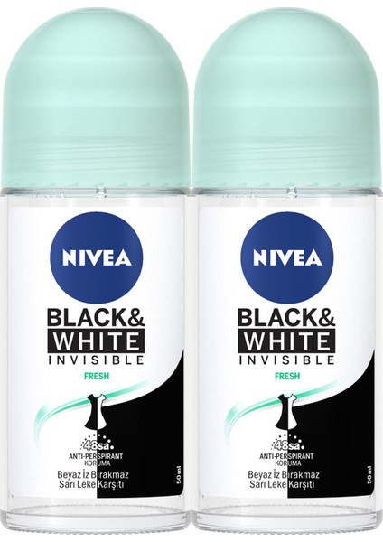 Nıvea Invisible Black & White Fresh Kadın Deodorant Roll-On 50 ml 2'li
