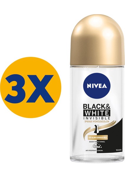 Black & White Ipeksi Pürüzsüzlük Roll On 50 ml X3