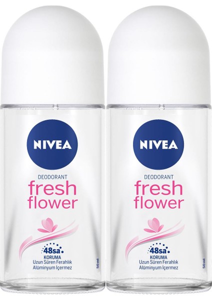 Kadın Roll On Deodorant Fresh Flower 48 Saat Koruma 50 ml x2 Adet ,Taze Çiçek Kokusu