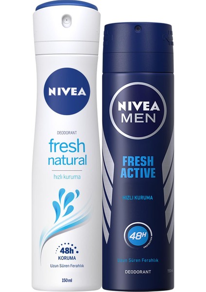 Fresh Natural Bayan Deosprey 150 Ml+ Fresh Active Erkek Deosprey 150 ml 2'li Paket