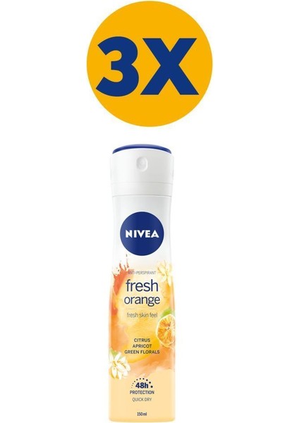 Nıvea Fresh Orange Kadın Sprey Deodorant 150 ml X3
