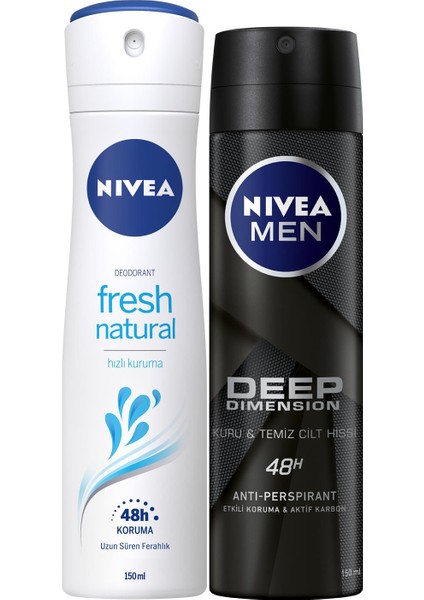 Fresh Bayan Deosprey 150 Ml+Deep Dimension Erkek Deosprey 150 ml 2'li Paket
