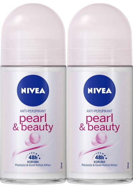 Kadın Roll On Deodorant Pearl & Beauty 50ml,48 Saat Anti-perspirant Koruma x2 Adet