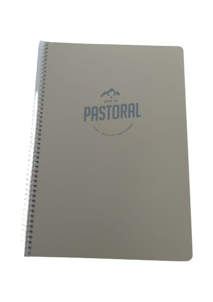 Pastoral Spiralli Pp Kapak 72 Yaprak A4 Kareli Defter Pastel Gri