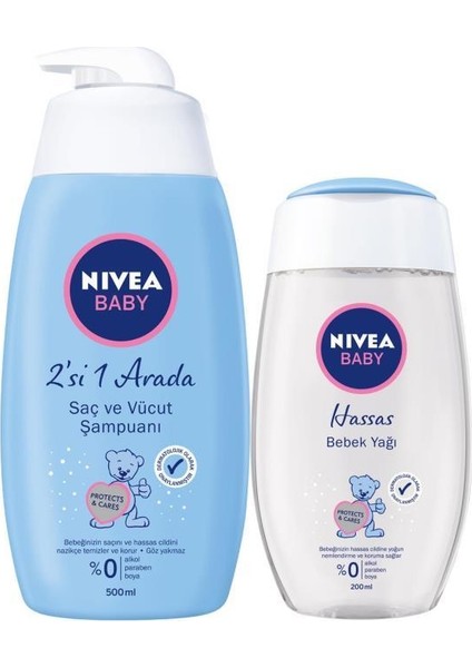 Saç ve Vücut Şampuanı Bebek 500 ml + Bebek Yağı 200 ml
