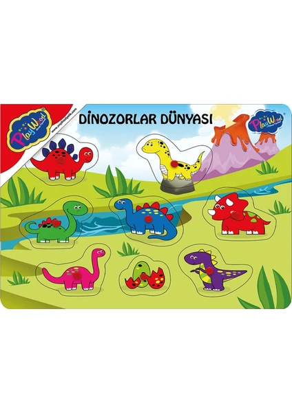 Ahşap Tutmalı Puzzle Dinozorlar Dünyası Eğitici Oyuncak