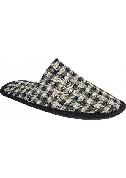 HLM01 Erkek Kışlık Ev İçi Terliği Kareli Kışlık Ev Terliği