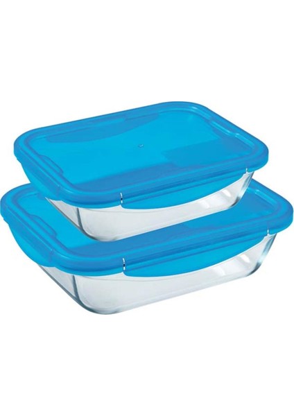 Pyrex 2'li Dikdörtgen Kapaklı Saklama Kabı Seti
