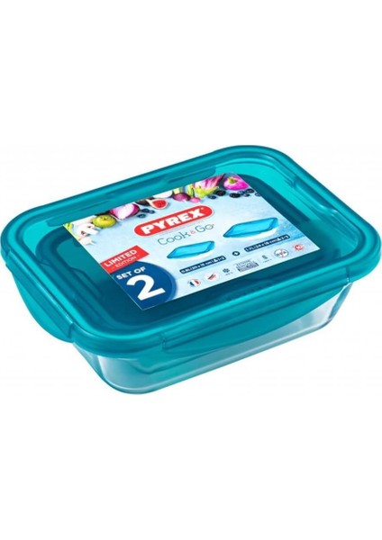 Pyrex 2'li Dikdörtgen Kapaklı Saklama Kabı Seti