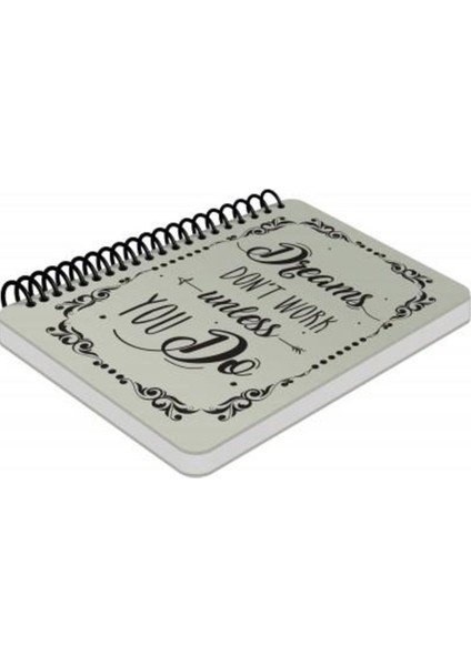 Raw And Grey Dream Sert Kapak 14X21 cm Çizgisiz 90 Sayfa Spiralli Defter 64836-8