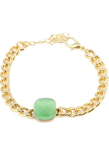 Altın Kaplama Yeşil Taşlı Bileklik PS1393