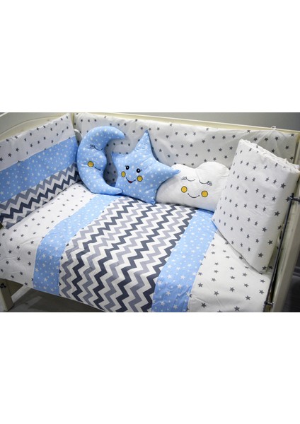 Bebek Uyku Seti Nevresim Takımı 60x120 Zig Zag Mavi fiyatları