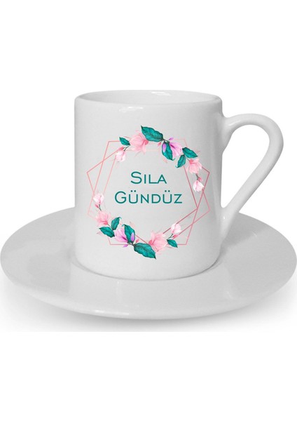 Isme Özel Pembe Çerçeveli Fincan