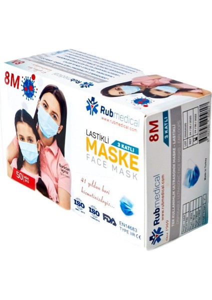 Ultrasonik Cerrahi Maske Kırmızı 3 Katlı 100 Adet