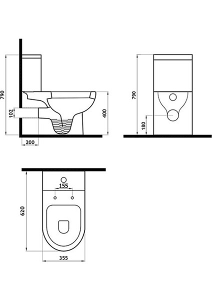 Modern Klozet+Rezervuar+Iç Takım+Yavaş Kapanır Kapak