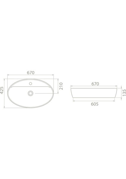 67 x 42 cm One Batarya Delikli Lavabo 076500