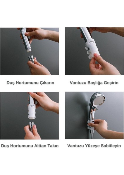 Su Geçirmeyen  Dayanıklı Kancalı Banyo Duş Başlığı Askı Tutucu Silikon Güçlü Vantuz Vakum Aparatı