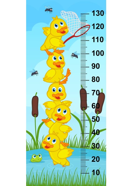 Çocuk Odası Bebek Odası Ördekler Boy Cetveli Boy Ölçer Sticker