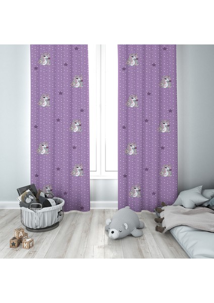 Pegasus Desen Çocuk Odası Bebek Odası Fon Perde 1 Kanat MKT-055