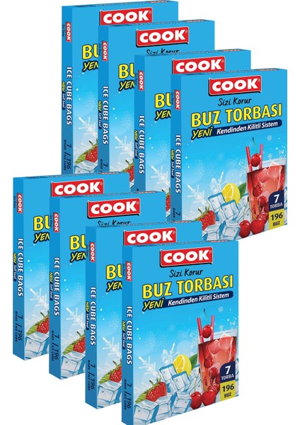 Kendinden Kilitli Sistem Buz Torbası 7'li x 8 Paket