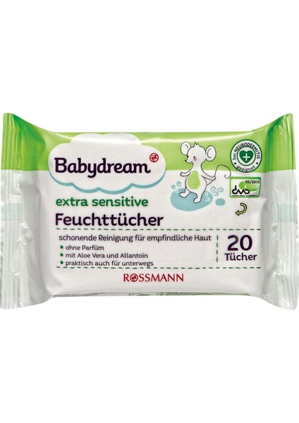 Bebek Islak Mendil Çok Hassas Cilt, Aloe Veralı 20'li