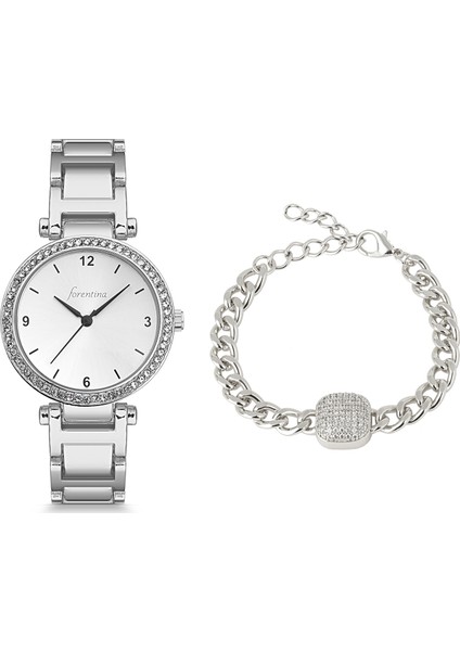 Gümüş Kaplama Saat Bileklik Kombin