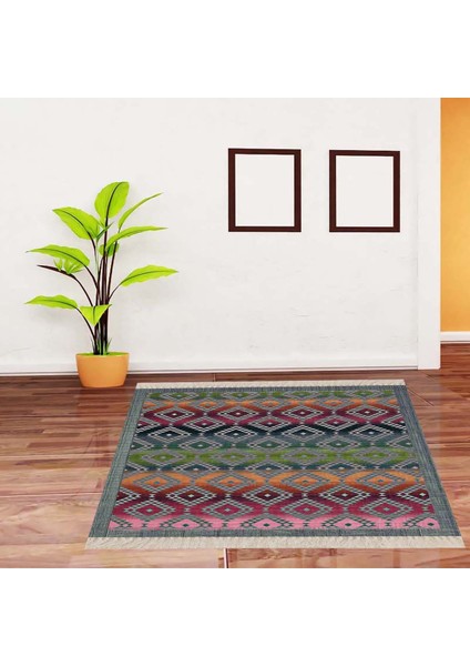 Kilim Desenli Etnik Dijital Baskı Yıkanabilir Modern Salon Halı ve Yolluk
