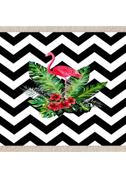Flamingo Zigzag Desenli Etnik Dijital Baskı Yıkanabilir Modern Salon Halı ve Yolluk fiyatları