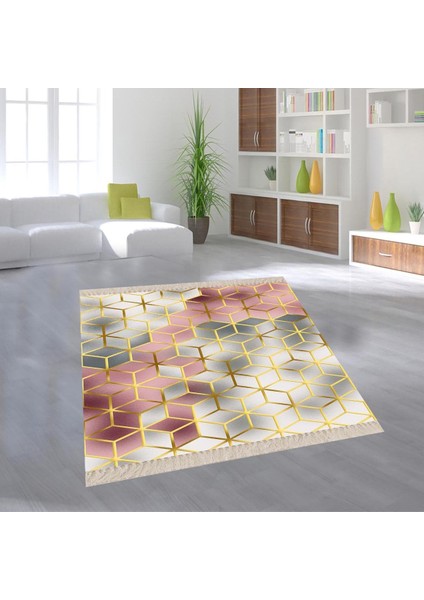 Renk Geçişli Geometrik Desenli Dijital Baskı Yıkanabilir Modern Salon Halı ve Yolluk