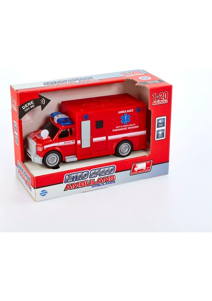 Nitro Speed Polis Ambulans 1:20 Sesli Işıklı Kırmızı