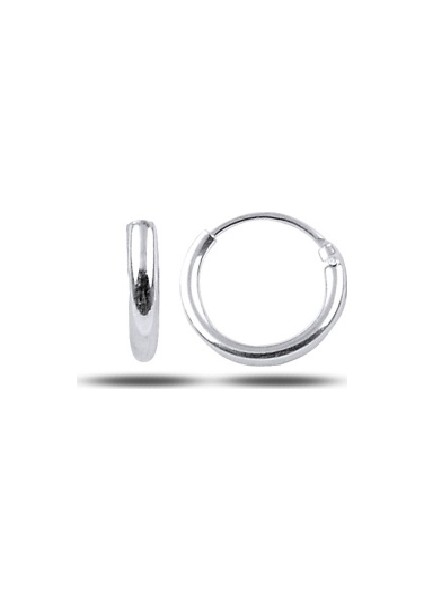 Rodyum Kaplama 10 mm Sade Halka Gümüş Küpe