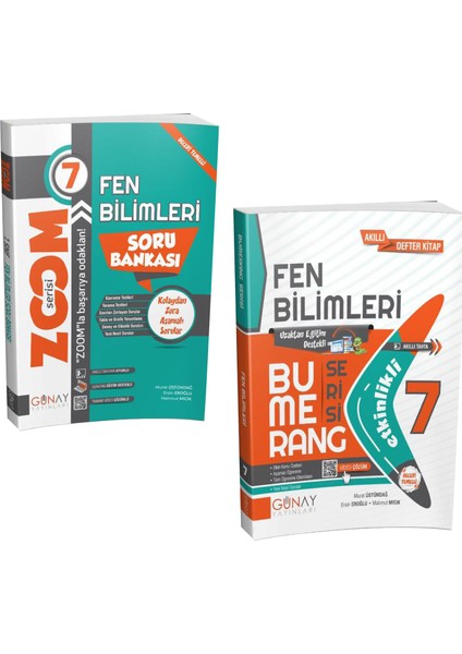 Gün&Ay Yayınları 7. Sınıf Zoom Fen Bilimleri Soru Bankası ve Bumerang Etkinlik Kitabı