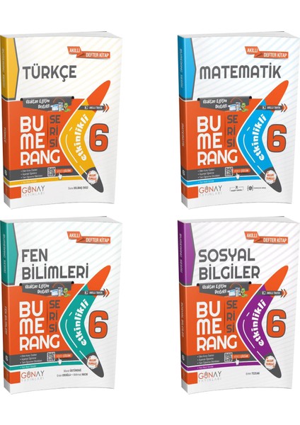 Gün&Ay Yayınları 6. Sınıf Zoom Türkçe Matematik Fen Bilimleri ve Sosyal Bilgiler Özet Bumerang Etkinlik Kitabı