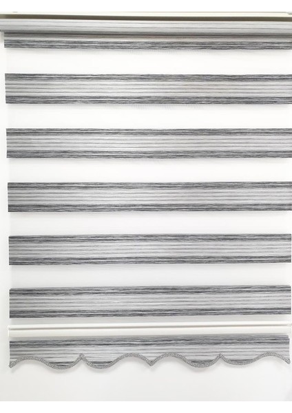 Geniş Pliseli Renk Geçişli Gri Zebra Stor Perde MZ297