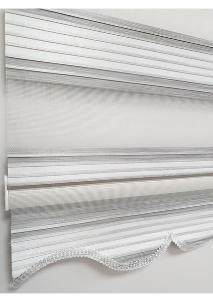 Geniş Pliseli Renk Geçişli Gri Zebra Stor Perde MZ298