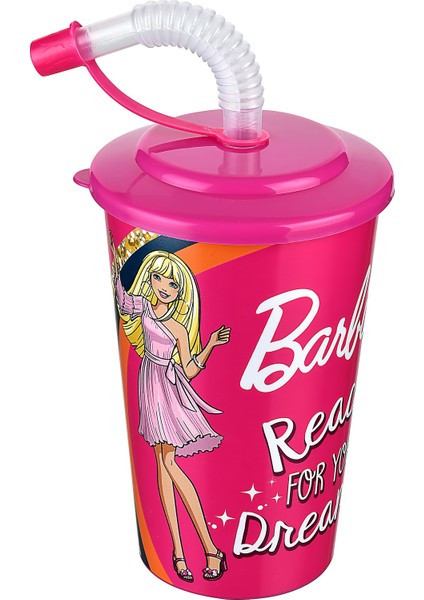 Barbie Kapaklı Pipetli Bardak 400 ml