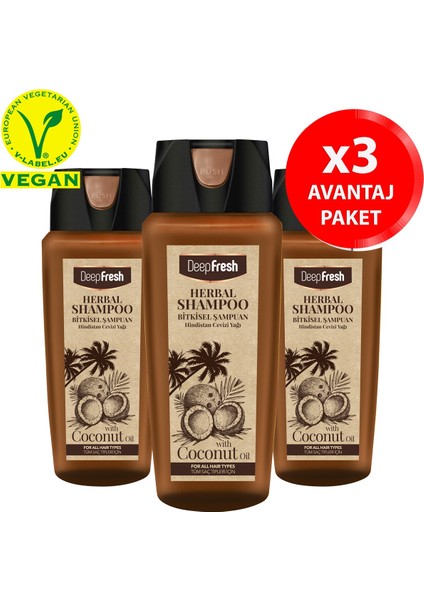 Herbal Coconut Oil Şampuanı 500 ml-3'lü