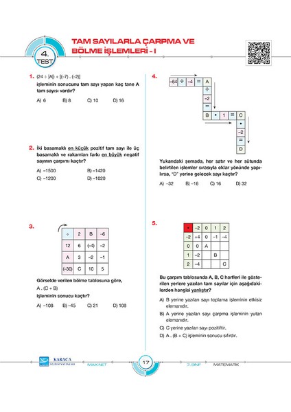 Maxnet 7. Sınıf Matematik Soru Kitabı