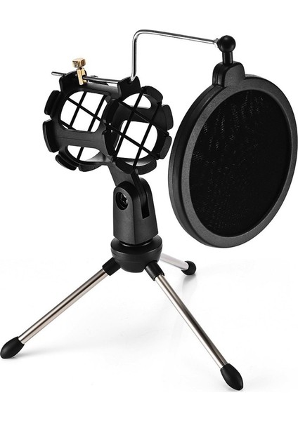 Masa Üstü Pop Filtreli Mikrofon Tutucu Stand